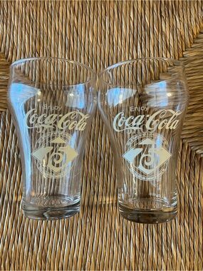 Vintage 1977 Coca-Cola 75th Anniversary Glasses - Set of 2